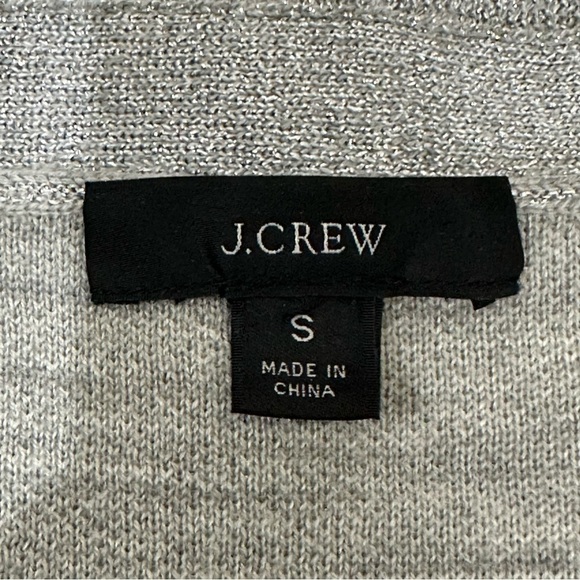 Jcrew Merino Wool Metallic Cropped V neck Cardigan Sweater Silver - Picture 4 of 7